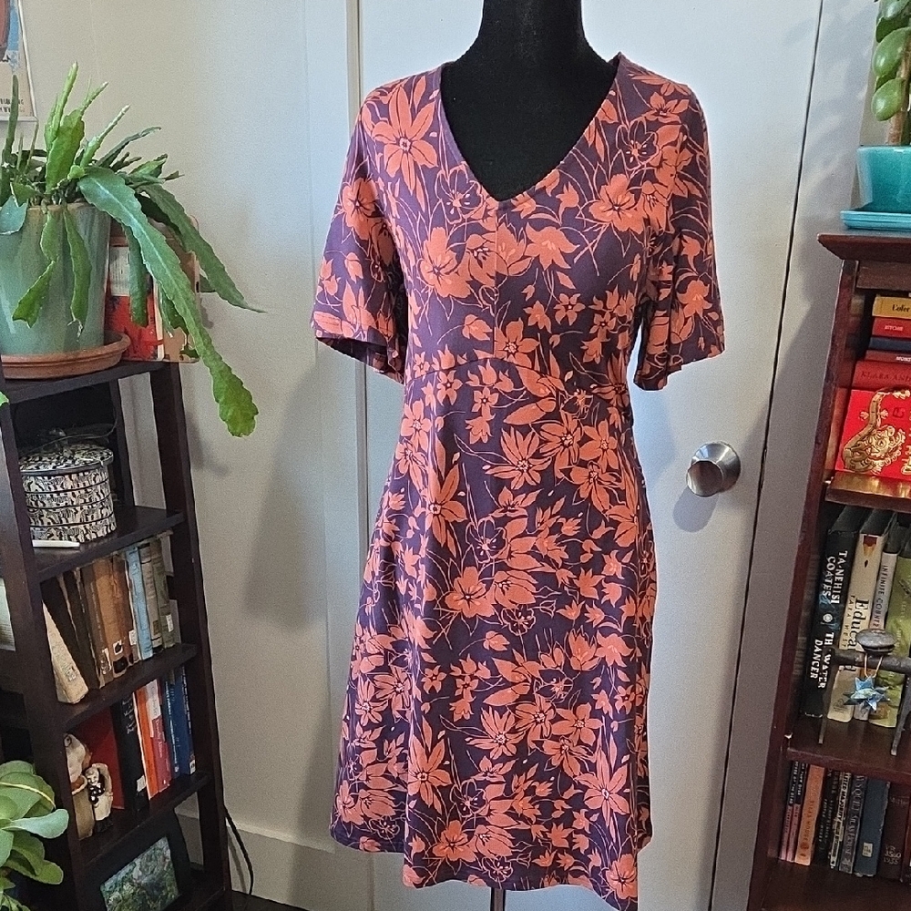 Pact Pink and Purple Floral Midi Dress